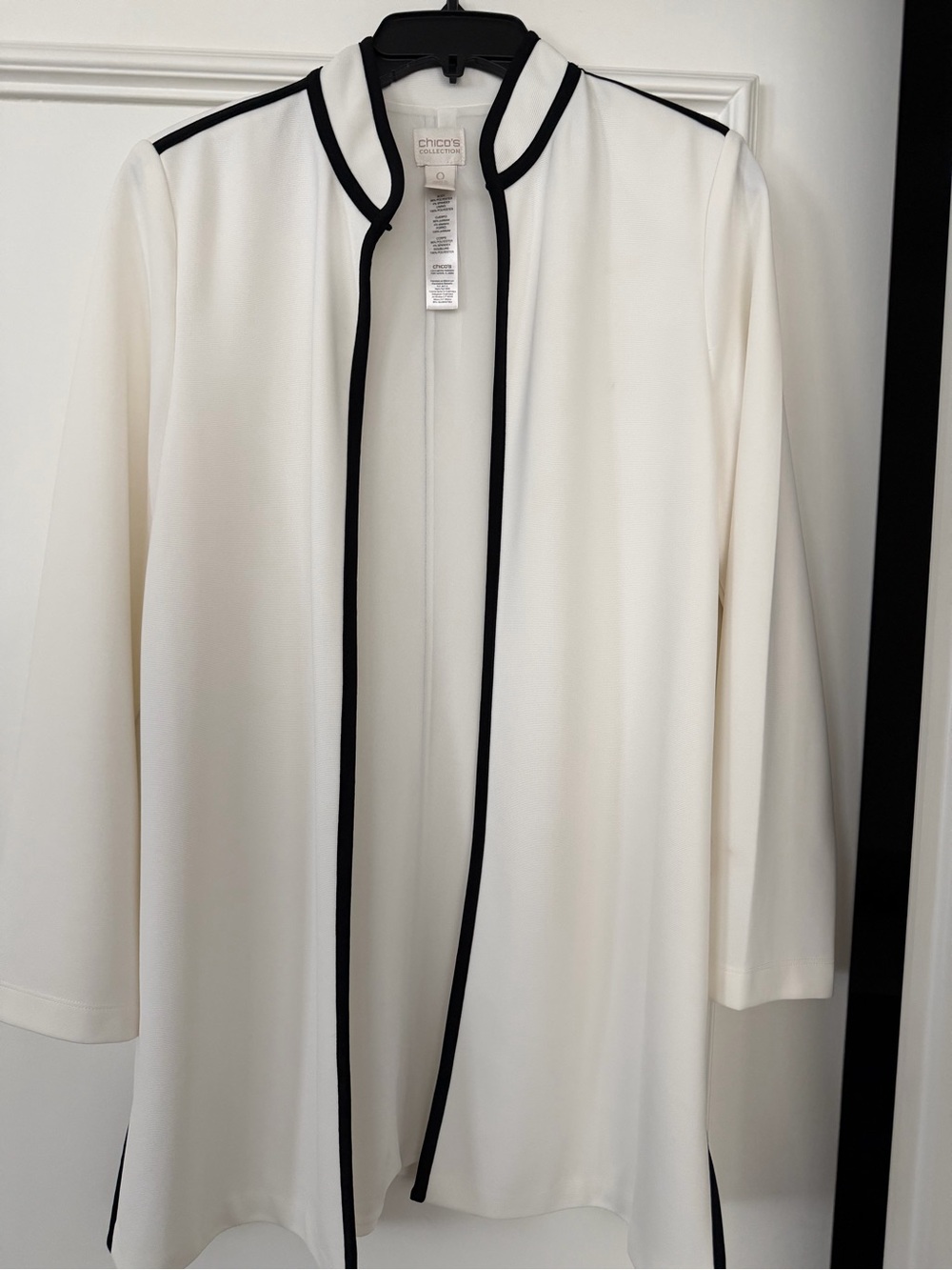 Chico's White Jacket with Black Piping